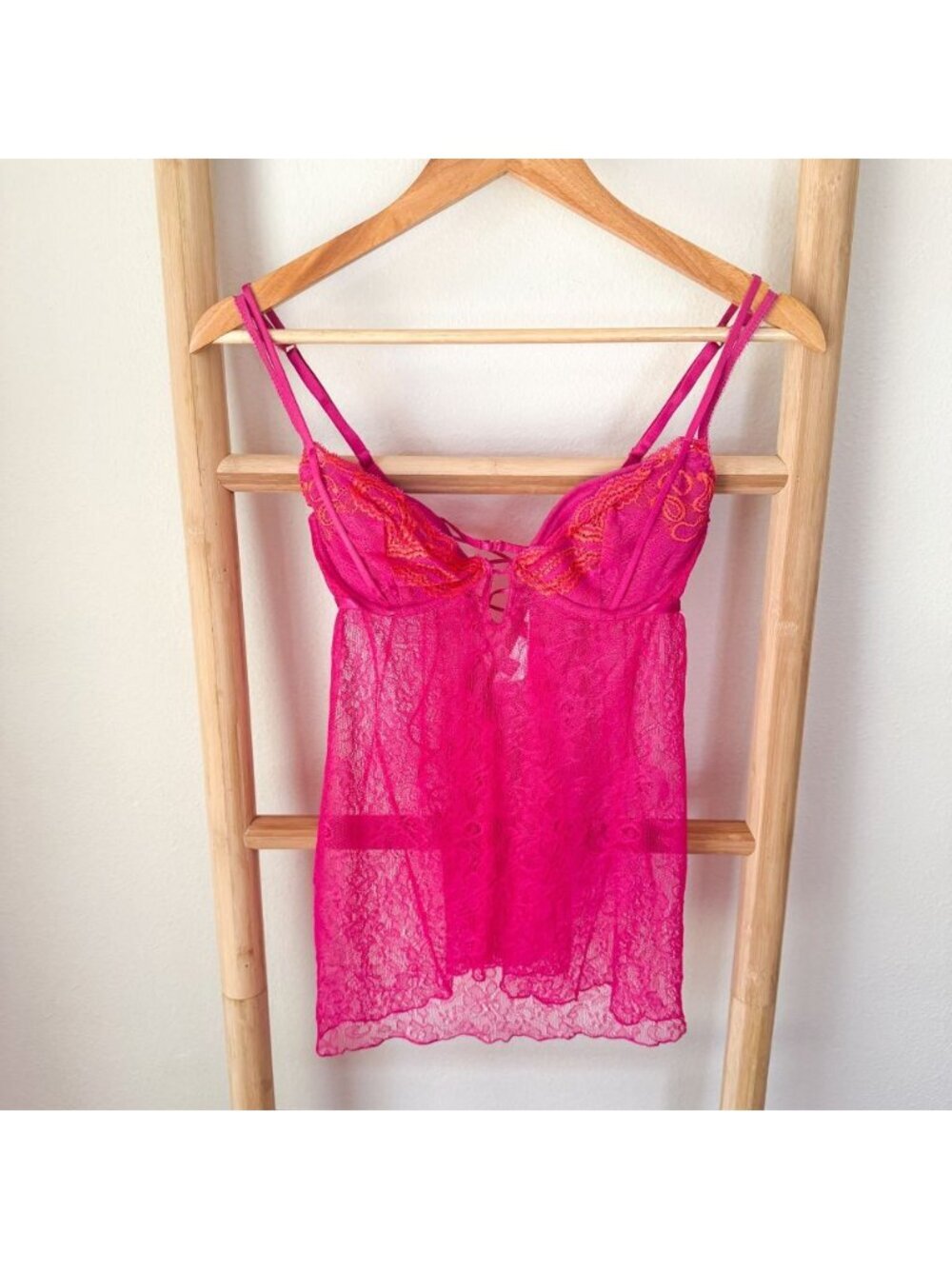 Victoria’s Secret Pink Lace Babydoll Chemise Lingerie 36B